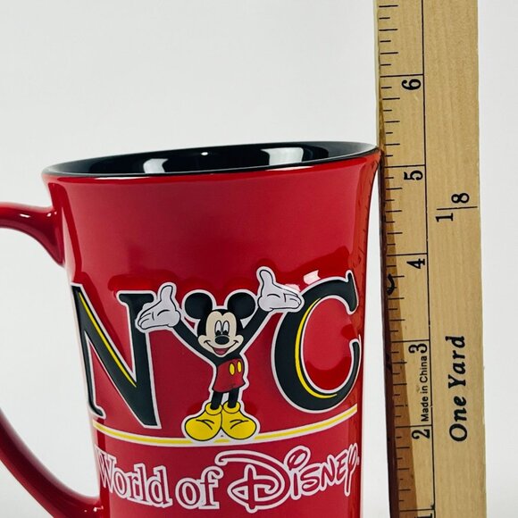 Disney NYC World of Disney Red Ceramic Coffee Mug Mickey Mouse Design - Picture 5 of 6
